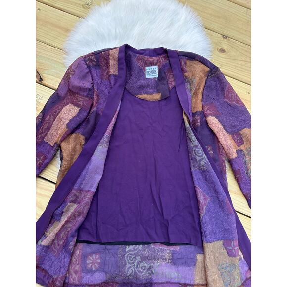 Vintage Whimsigoth Patchwork Purple Shirt Top Layered Cardigan - Picture 6 of 8